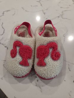 BARBIE SLIPPER SHOES WITH RUBBER SOLES Sz 9-10 kids see description
