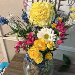 Glass Vase With Gorgeous Flowers 