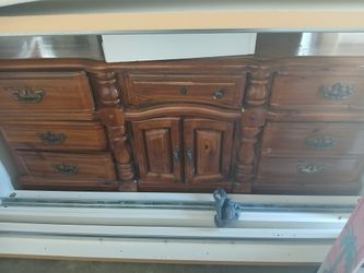 Matching Solid Wood Dresser Mirror And Armoire