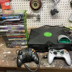 Xbox OG Includes 2 Controllers &  19Games