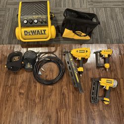 DeWalt Compressor and 3 Nail Guns