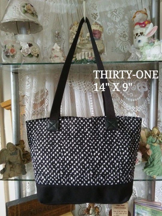 Thirty-One Black and White Tote Bag 
