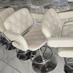 White Adjustable Bar Stools 5pc