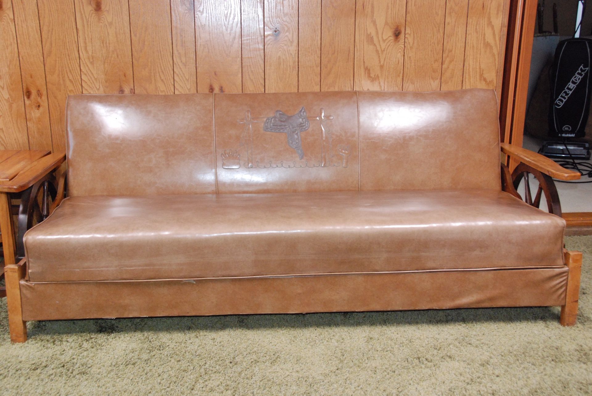 1950’s vintage cowboy western wagon wheel furniture 5 pc set for Sale