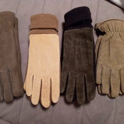 Four Pairs Of Leather Gloves Size Medium