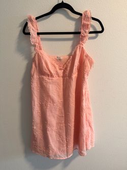 Peach Floral Embroidered Tank Top