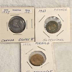 #420 Lot Of 3 Foreign Coins 