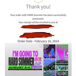 1 Sunday Hard Summer Ticket/ Wristband 