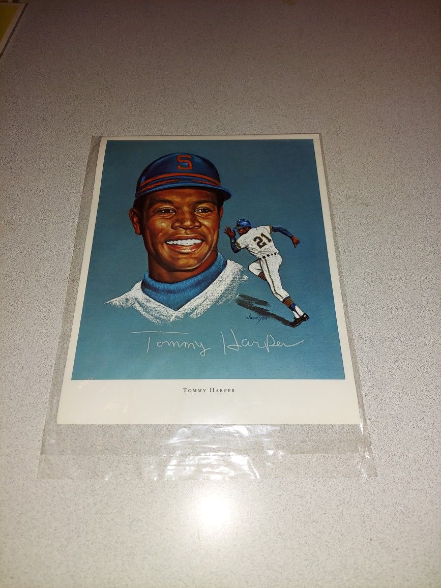 1969 SEATTLE PILOTS TOMMY HARPER 11" X 8.5" JOHN WHEELDON PORTRAIT