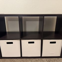 Bookshelf With Bins Dark Brown