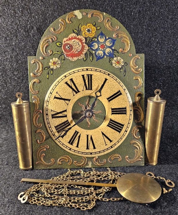 Antique/ Vintage Pendulum Wall Clock Handcrafted & Hand-painted ⭐️Rare-Find⭐️