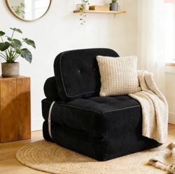 Convertible Black Sofa Bed, Convertible Sleeper Chair for Small Space and Guest Room