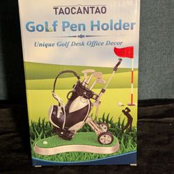 Golf Bag Desk Pen Holder + Pens - New (Open Box)