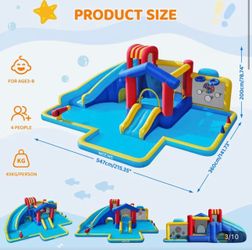 🏰 BRAND NEW 18ft x 12ft Inflatable Water Park Bounce House w/ Blower & Water Slide