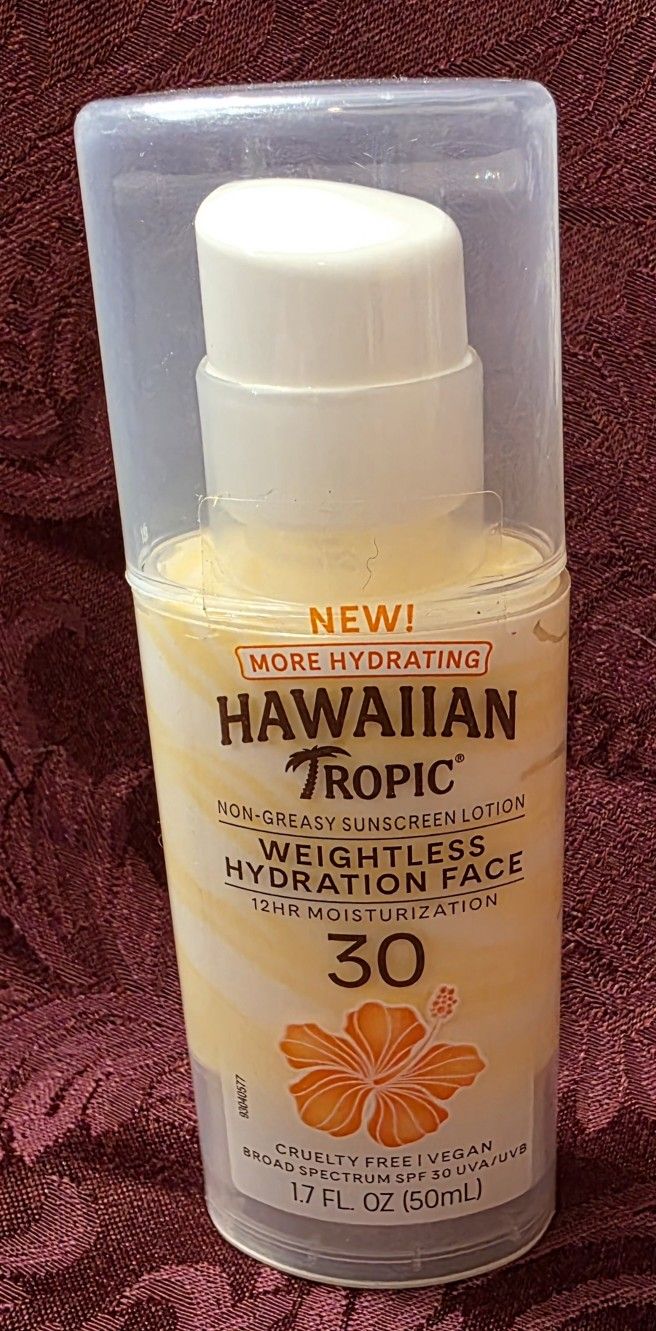 Hawaiian Tropic Weightless Hydration Face 30 Sunscreen 50ml 1.7fl oz Pump Bottle