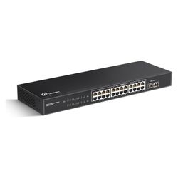 Loocam 24 Port Gigabit PoE Switch with 2 SFP Port, 24 PoE+ Ports @156W, IEEE802.3af/at Unmanaged PoE+ Network Switch, Plug and Play, Sturdy Metal