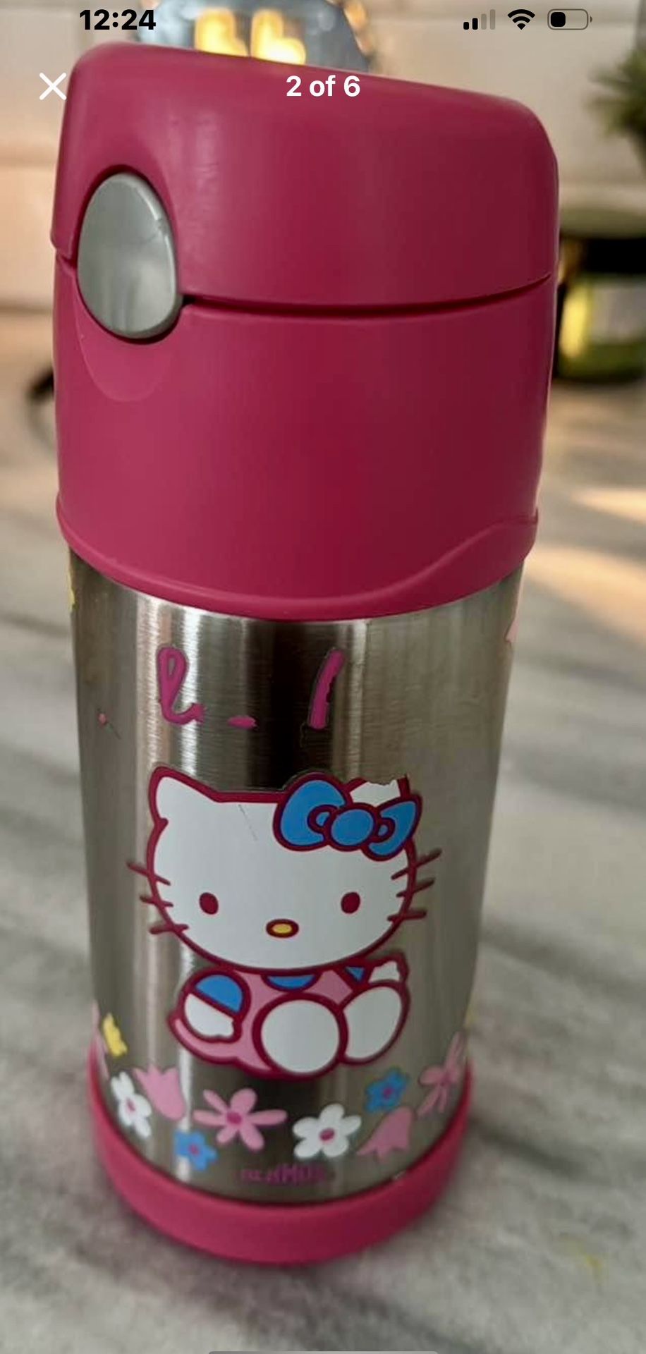 2007 Hello Kitty Thermos Funtainer Insulated Stainless Steel Water Bottle