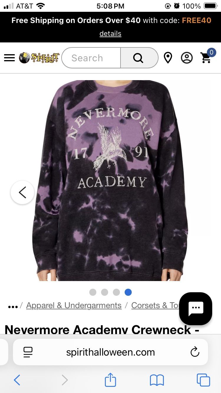 Nevermore Academy Crewneck - Wednesday Size Small New In Package