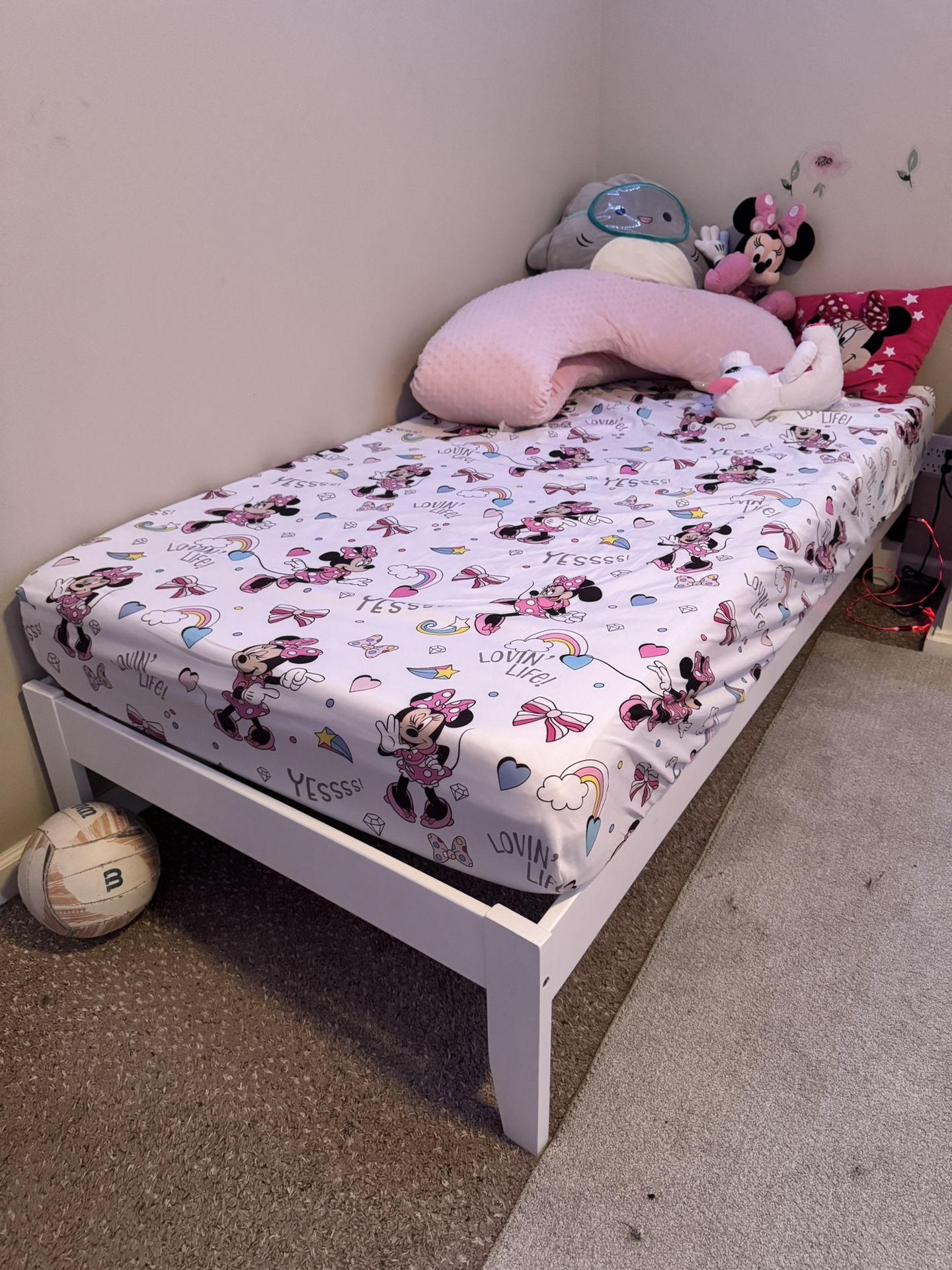 Twin White Bed Frame + Mattress