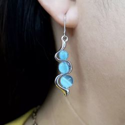 925 Silver with Beautiful Blue Moonstones Earrings