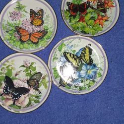 8 Decorative Plates Butterfly Garden $65