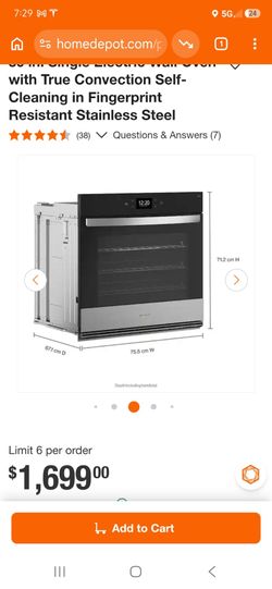 Whirlpool electric built in wall oven new "