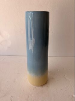 Grandin Road vase in blue and yellow