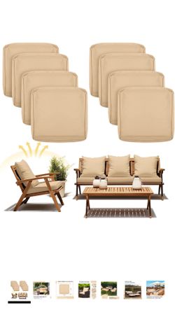 New Open Box Beige Mindsoft 8 Pcs 24"x24" Patio Cushion Covers Outdoor Cushion