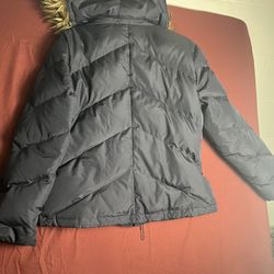 Calvin Klein navy blue flux fur Hoodie Puffer Jacket 