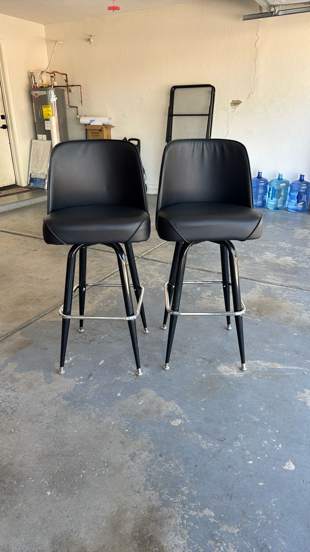 NEW Black Leather Bar Stools