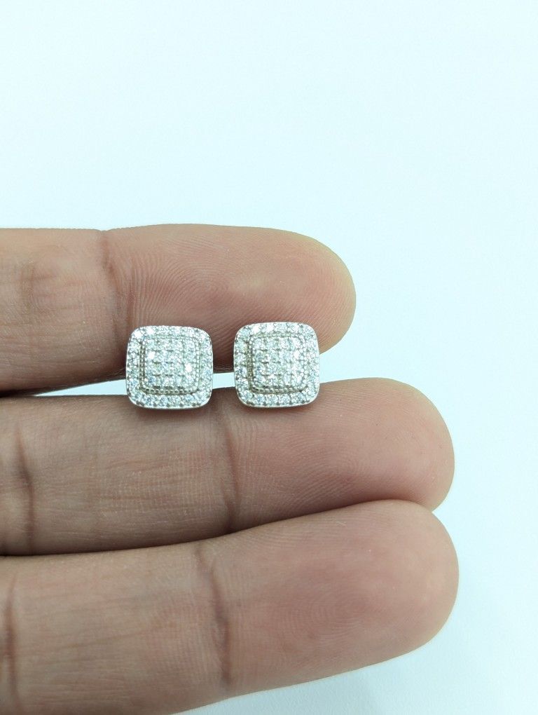 925 Sterling Silver Moissanite Diamond Stud Earring 
