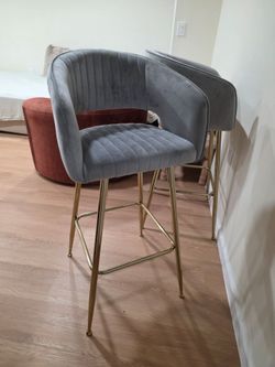 30"  Set of 2, Velvet Kitchen Island Bar Stools