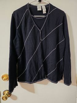 Emma James Liz Claiborne Women's XL Navy Faux Layered Cardigan Sweater Top