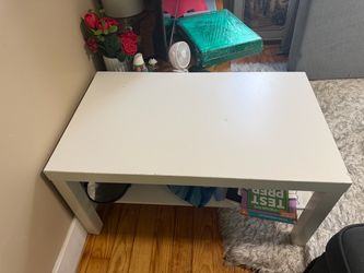 White Rectangular Coffee Table with Shelf