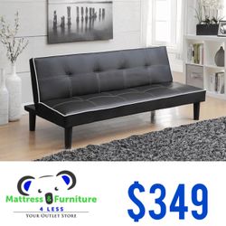 Katrina Upholstered Tufted Convertible Sofa Bed Black
