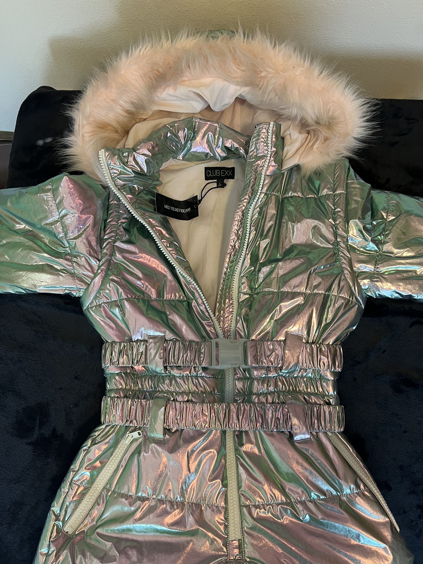 Club Exx Iridescent Snow Suit With Hoodie - Metallic