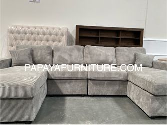 New! Plush U-Shaped Sectional, Sectionals, Sofa, Modular Sectional, Couch, Sofa, Sectional With Chaise, Double Chaise Sofa, Grey Sofa, Grey Couch Dime