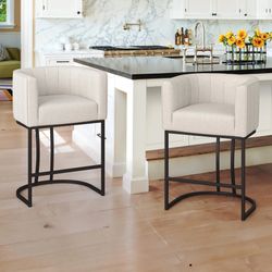 Set Of 2 Sisca Modern Barrel Barstools