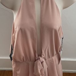 NWT Cotton Candy LA Tan Halter Top Front Ties Romper, size M