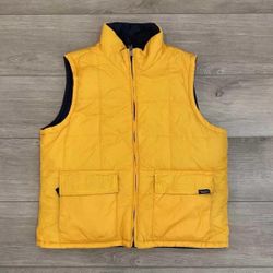 Abercrombie & Fitch Puffer Vest Adult Size XS - S Yellow Full-Zip Y2K Pockets