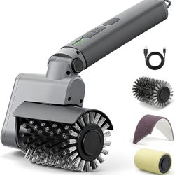 Electric Grill Brush 3-in-1 Kit – Cordless BBQ Cleaner with Reinforced Safe Metal Bristles – 2 Hours Runtime, Waterproof & Dishwasher Safe Removable B