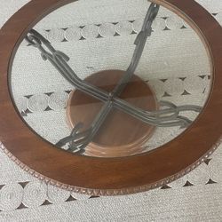 Iron round glass, coffee table, big one and a small one