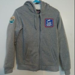 Gray Hoodie Dolphin Project Ocean Waves Unisex Sz Lg