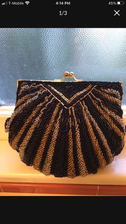 BLACK BEADED SMALL EVENING BAG