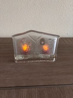 Glass Nativity Scene Tealight Candle Holder