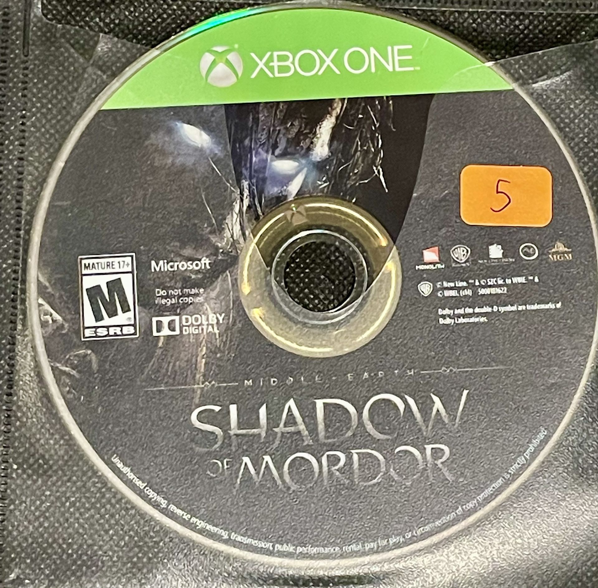 Xbox one xb1- shadow of Mordor - battlefield 1 video games disc