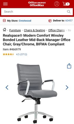 Realspace® Modern Comfort Winsley Bonded Leather Mid-Back Manager Office Chair
