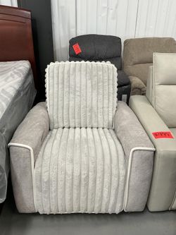Gray Polyester Fabric Power Recliner 