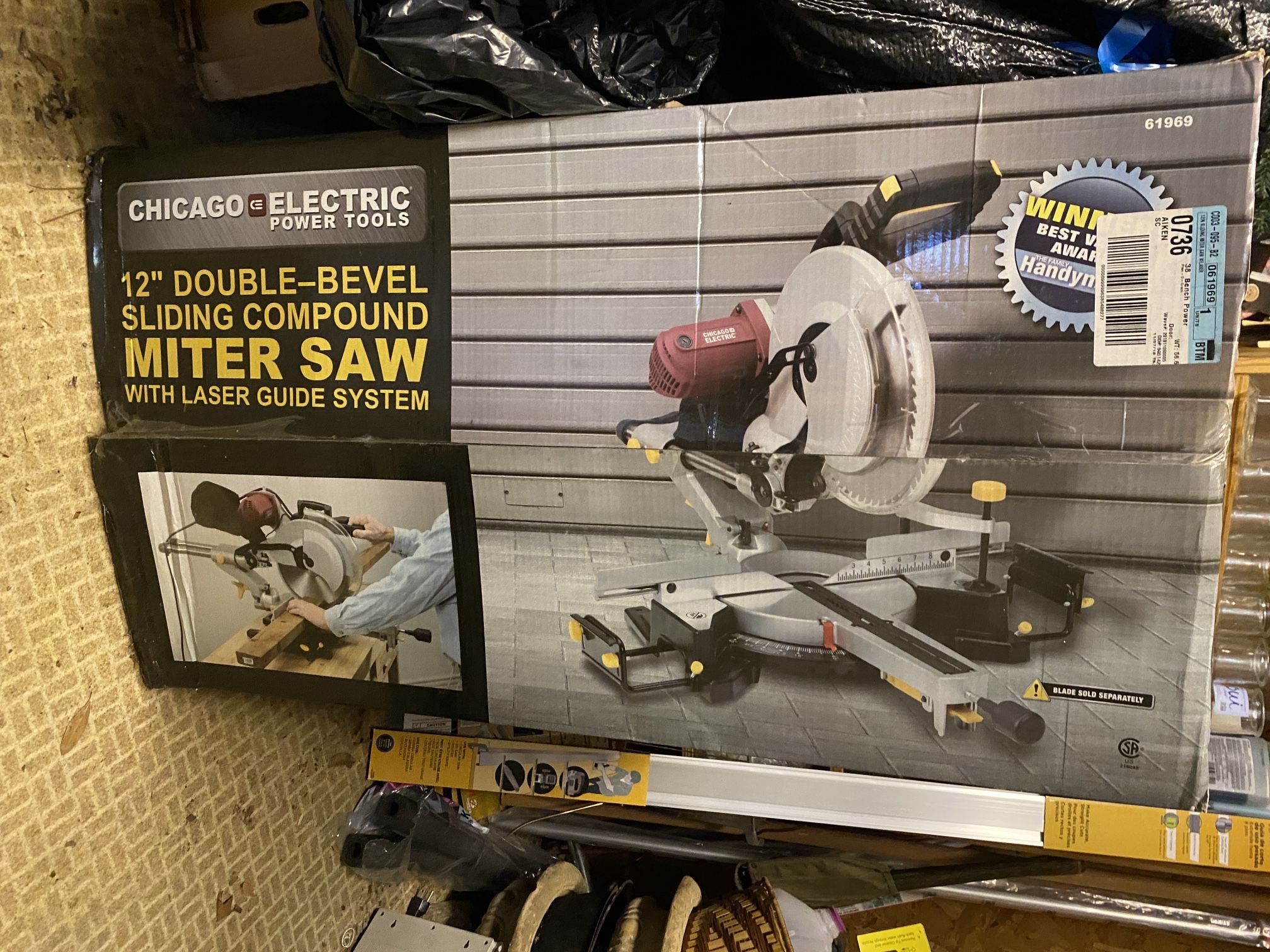 Chicago Electric Power Tool 12” Double Bevel Sliding Compound Miter Saw With Laser Guide System