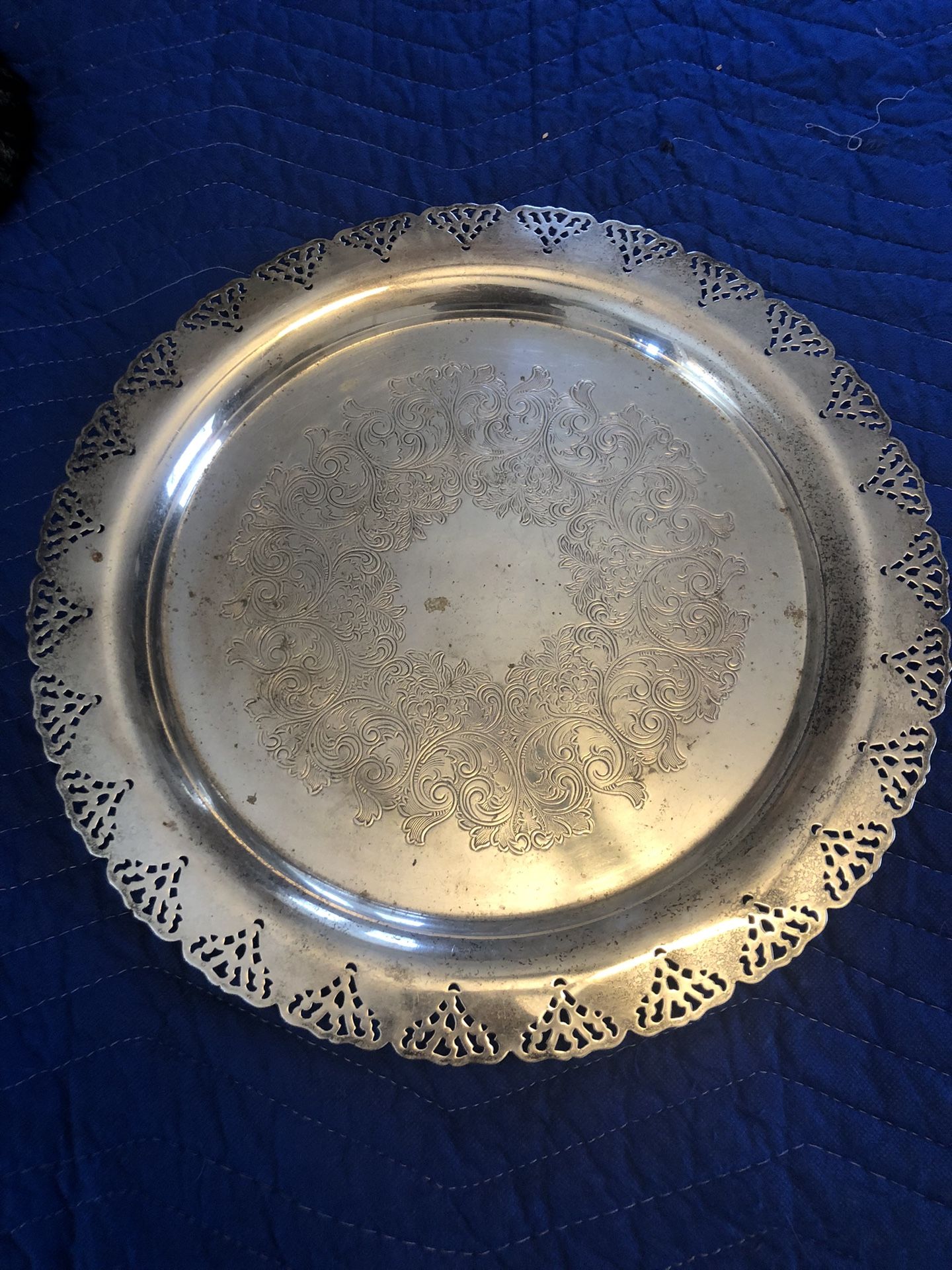 15” Vintage Silver Played Serving Platter